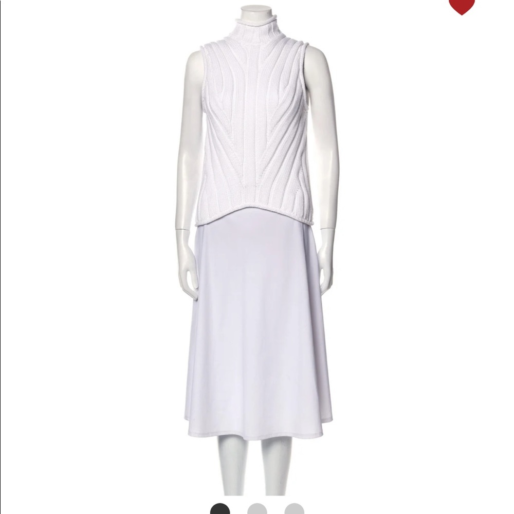 Theory White Sweater Sleeveless Turtleneck